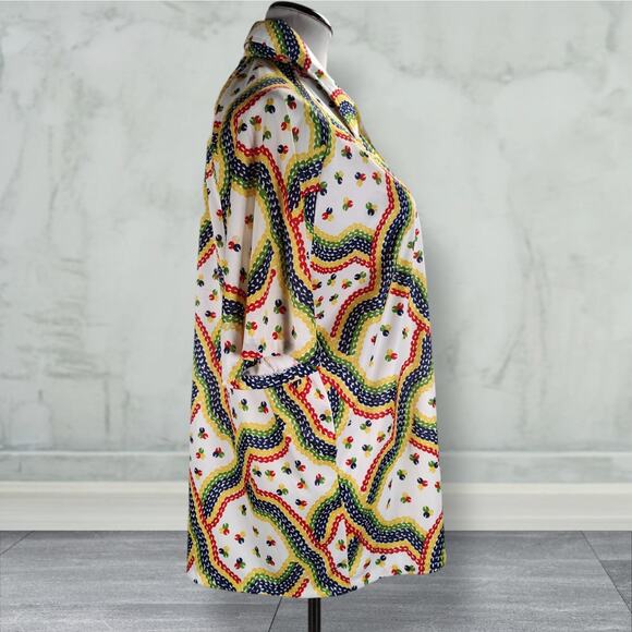 Vintage 70s Lily Dache Rainbow Print Disco Top Oversized XL–2X Pride Style - Picture 3 of 13